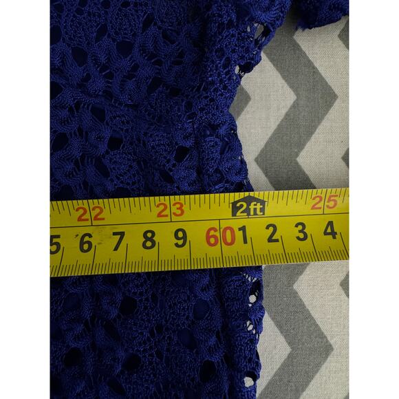 Covington Woman 3X Royal Blue Crochet Lace Tunic Blouse - Picture 7 of 7